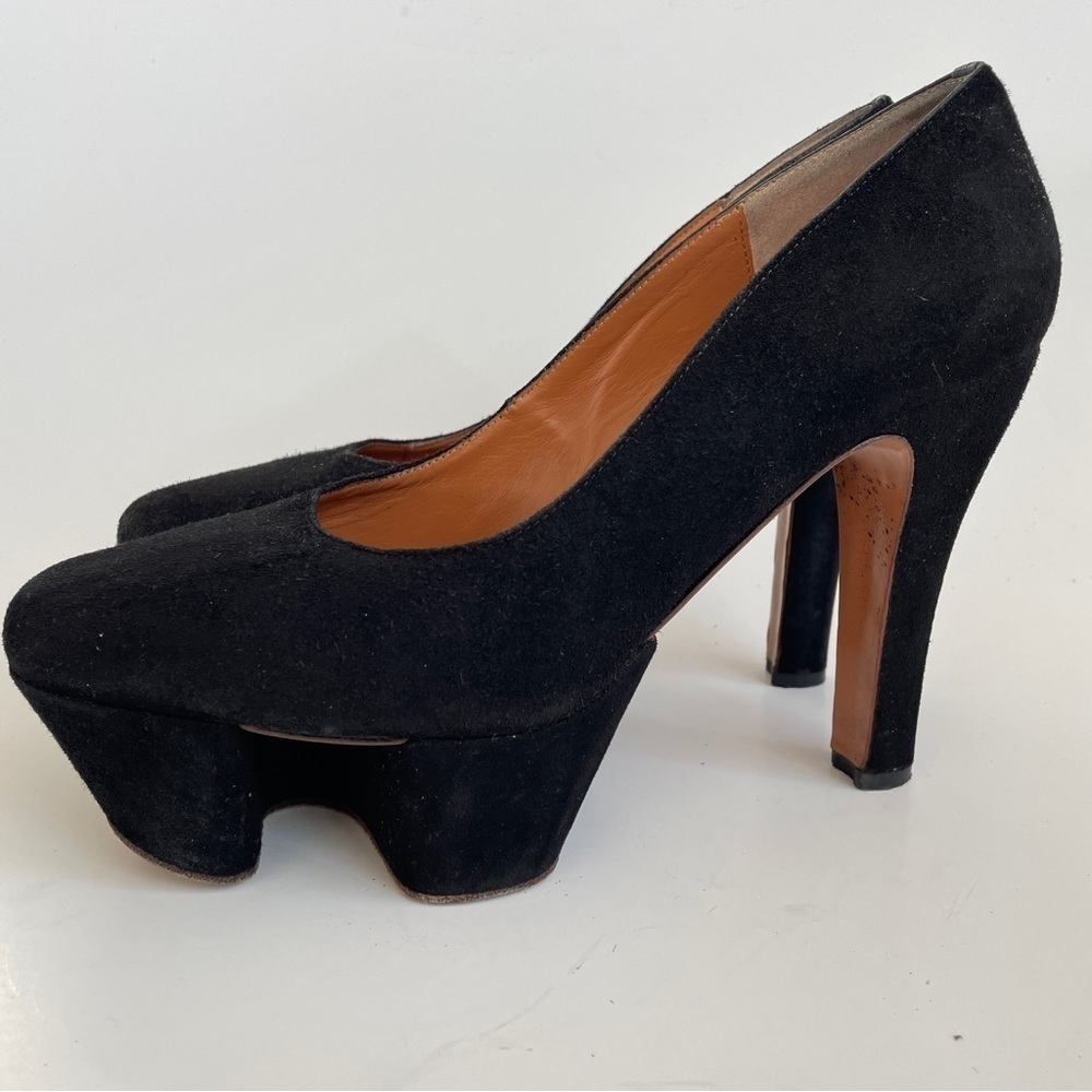 & Other Stories Black Suede Funky Unique Platform Heels Pumps Cut-out Shoes 8